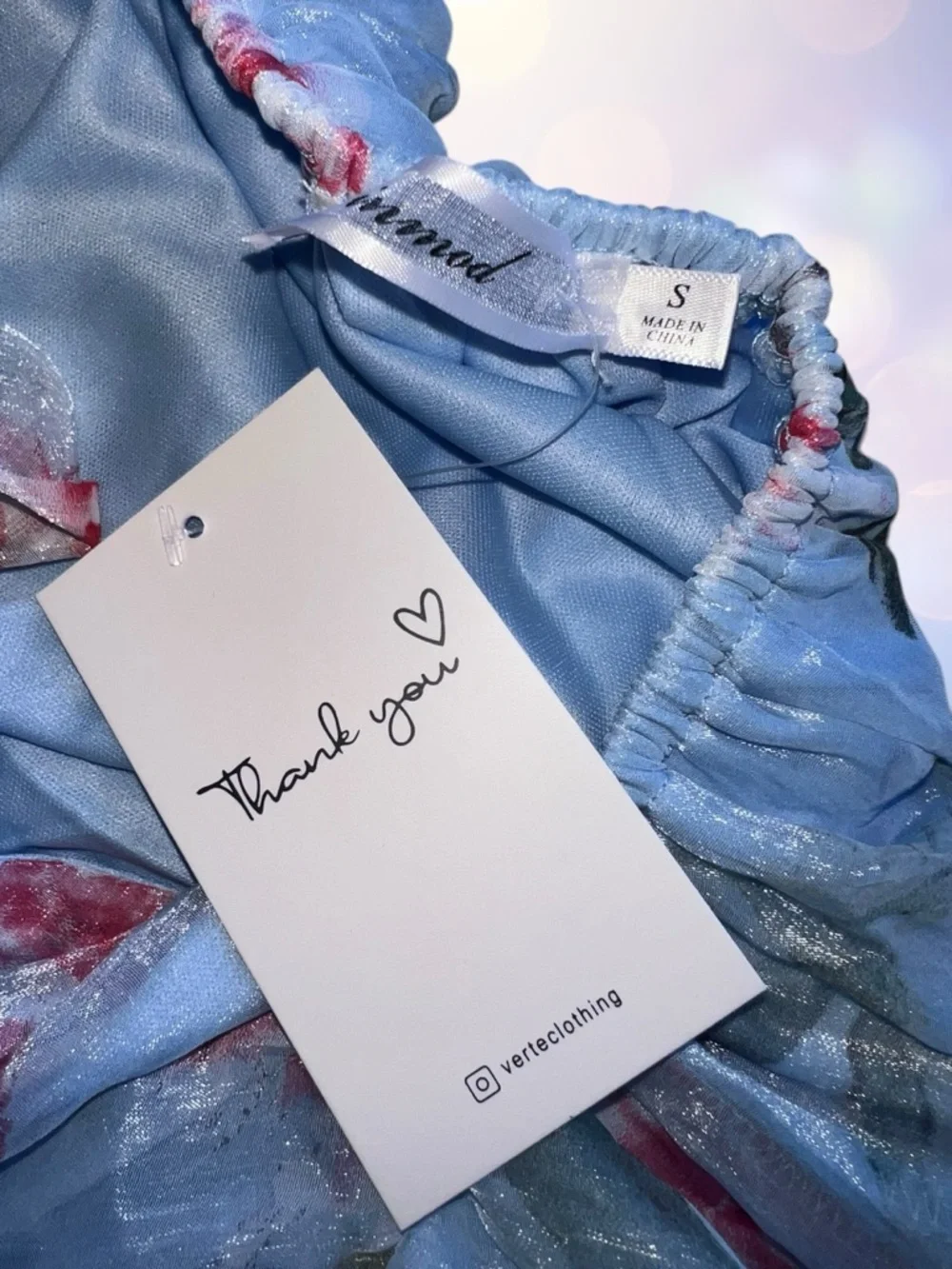 Boho Cottagecore Blue Floral Maxi Dress NWT Ruffle Sleeve Flowy Spring Small 🩵 - Picture 7 of 11